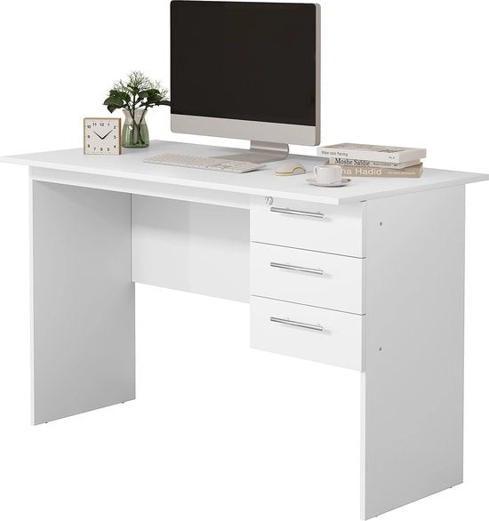 Scrivania con Scheda di Ricarica - Scrivania per Computer - Bureaucratizzazione - Adatta per il Lavoro e il Gioco - Bianco 120x59x75