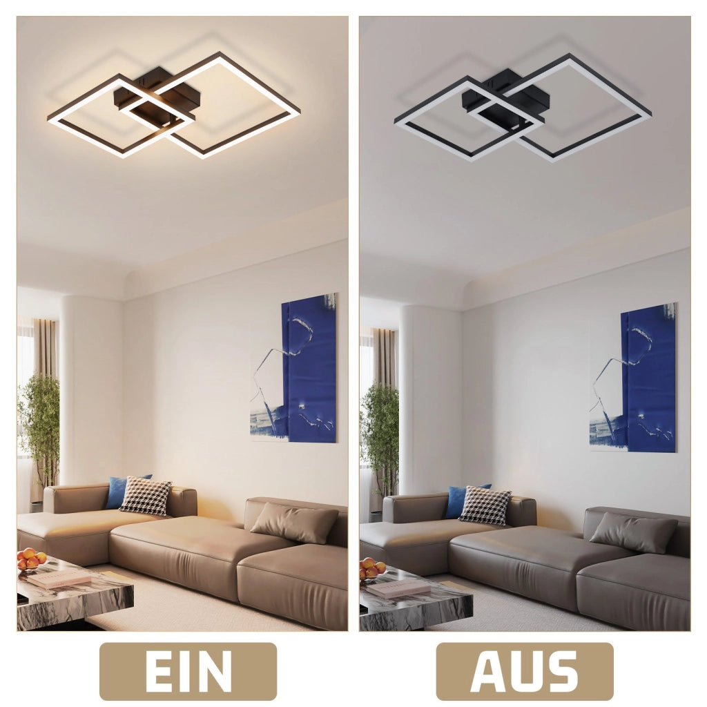 ZMH Lampada da soffitto plafoniera LED quadrata nera 20W 3000K angolare per soggiorno corridoio