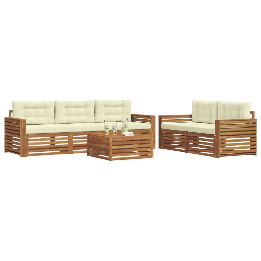 Set di divani da esterno con cuscino 6 pcs Naturale e Crema
