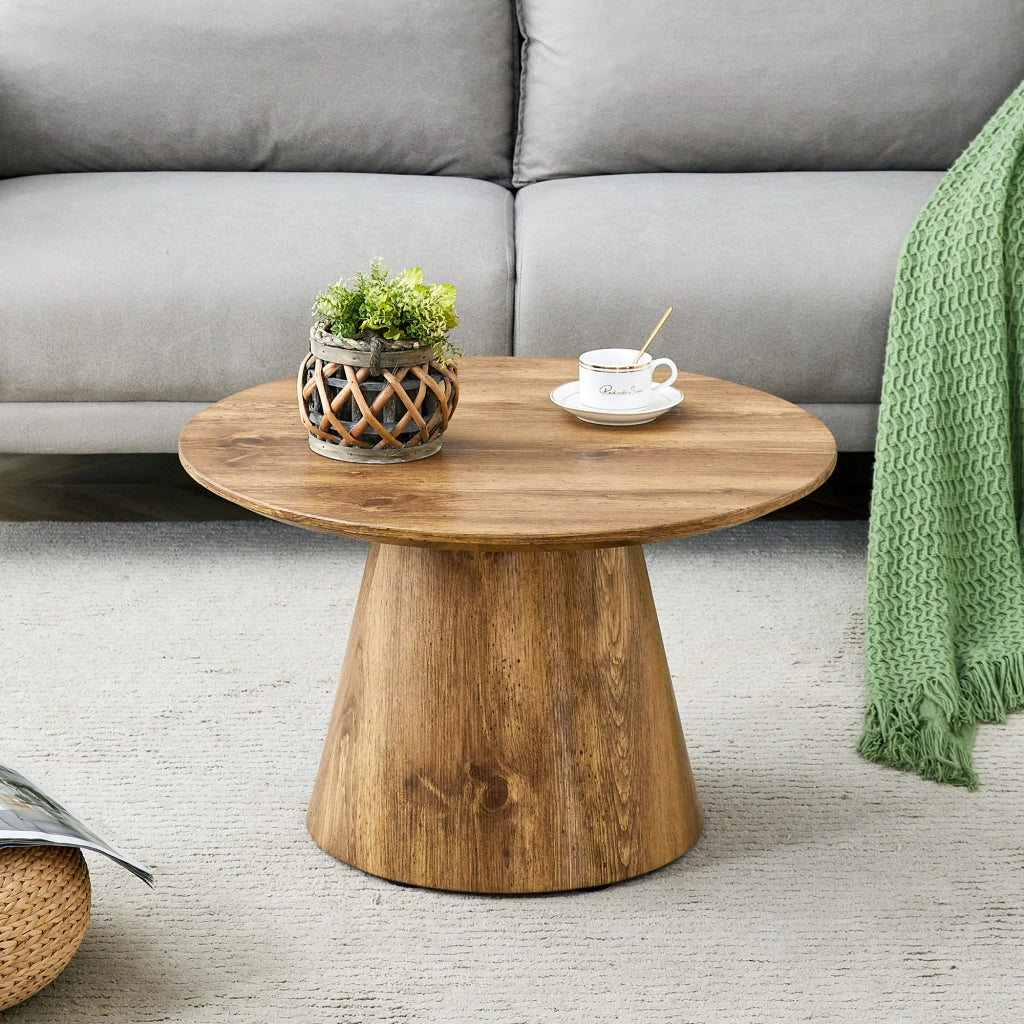 TAVOLINO ROTONDO 60 cm Effetto legno MDF