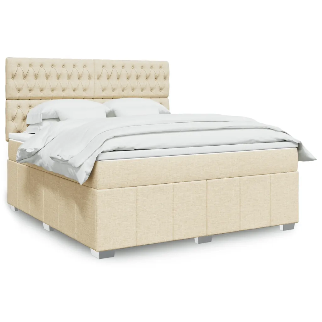 Giroletto a Molle con Materasso Crema 180x200 cm in Tessuto