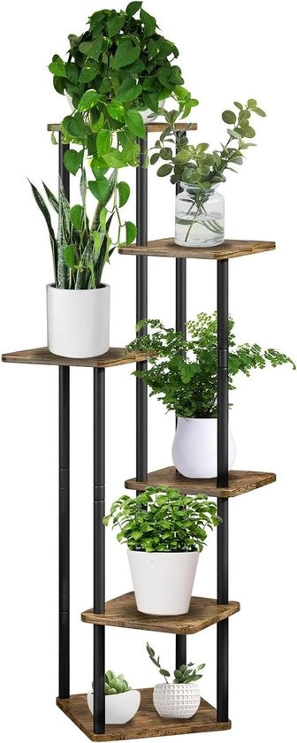 Scaffale per piante 6 livelli in metallo per interni per più piante vasi alti per terrazza giardino soggiorno balcone camera da letto (6 livelli nero)