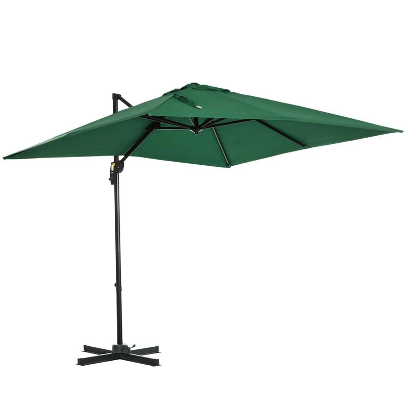 OMBRELLONE DA GIARDINO A MANOVELLA 2.5X2.5 M CON ROTAZIONE 360° E PARASOLE REGOLABILE VERDE