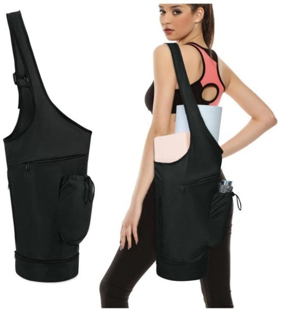 Tas per yoga, con ampia apertura per contenitori per mat di yoga, con borsa impermeabile e sacchetto per stivali, cinturino regolabile e tasche di stoccaggio.