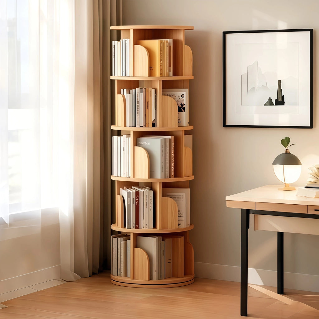 LIBRERIA Girevole 360° Salvaspazio MDF Effetto Legno