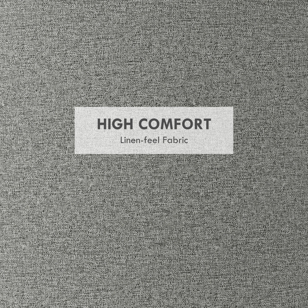 Pouf Contenitore Effetto Lino da 120 kg max 56x56x42 cm con Vassoio a Ribalta in MDF Grigio