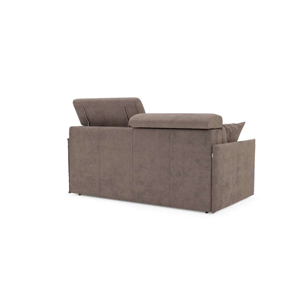 Miryam Divano letto con poggiatesta reclinabili e comfort maxi - design compatto in morbido tessuto smacchiabile T31 189 cm marrone