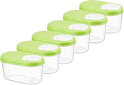 Set di 6 contenitori a chiusura ermetica per spezie e alimenti, 0,14 l, verde