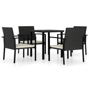 Set da Pranzo da Giardino 5 pz | Set Salotto da Giardino in Polyrattan Nero