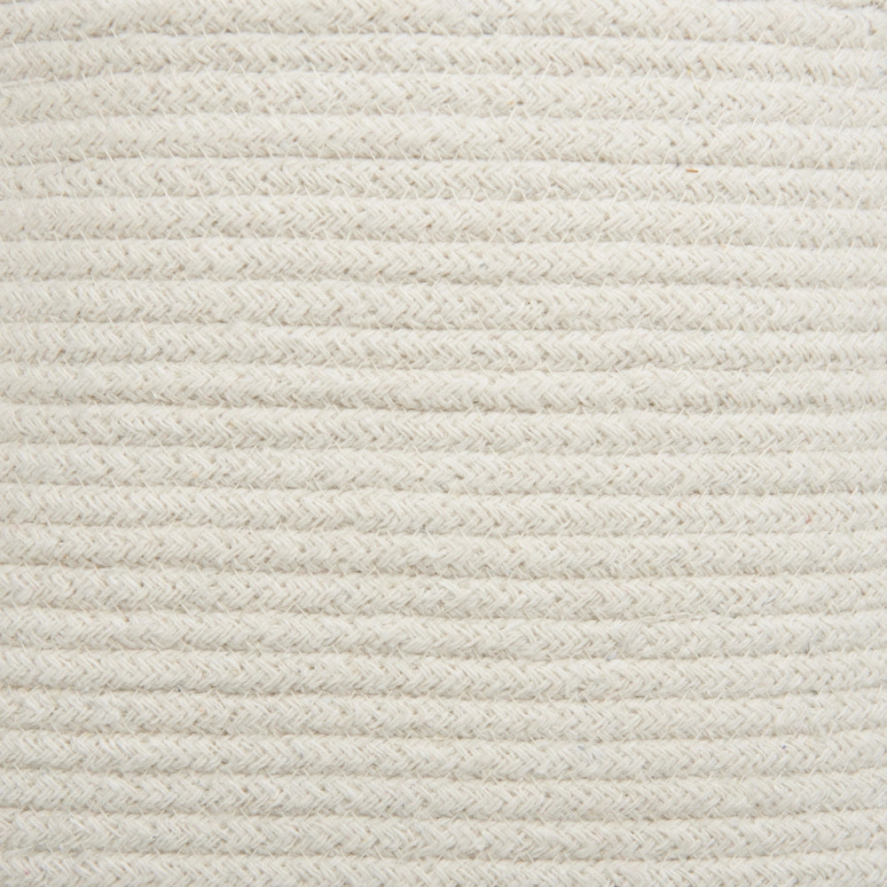 Set di 2 cestini in tessuto di cotone a righe bianco sporco con coperchio Boho Accessori per la conservazione