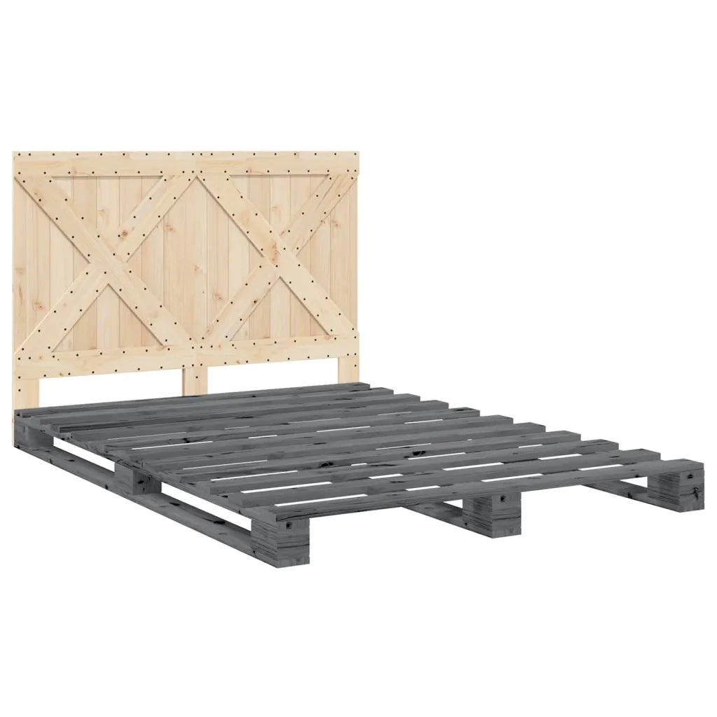 Giroletto senza Materasso Grigio 160x200 cm Legno Massello Pino 3281583