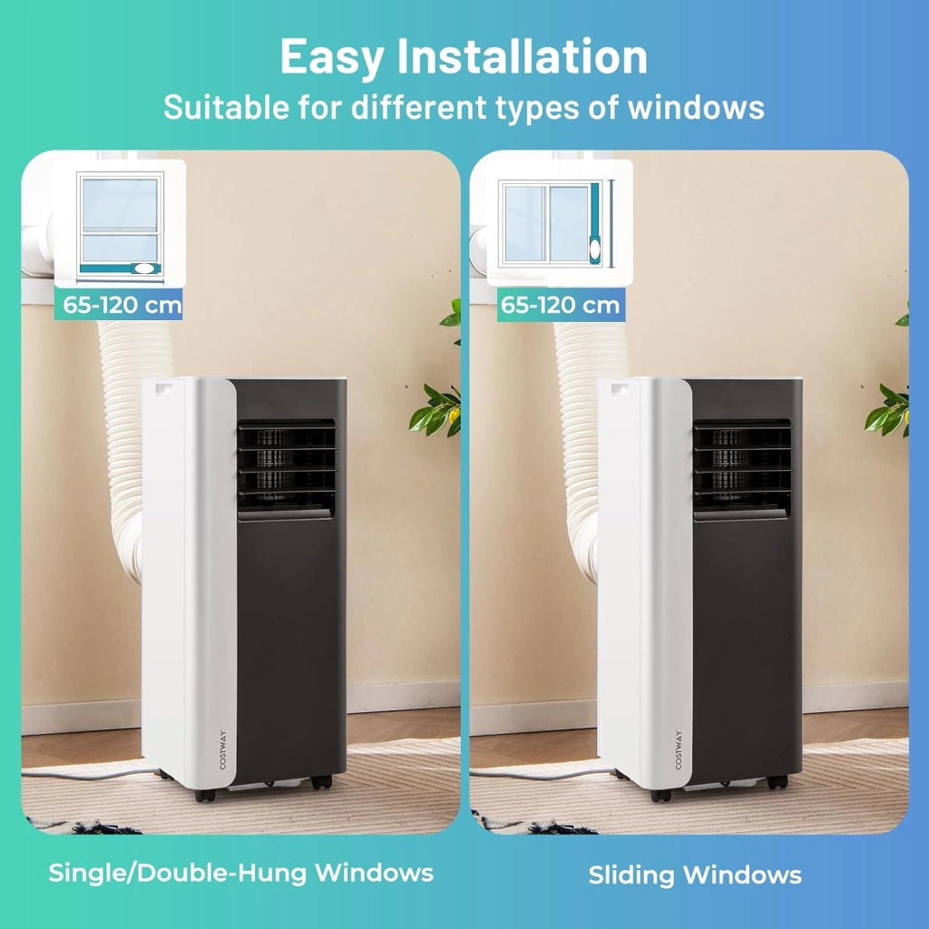 Condizionatore Portatile 7000BTU, Climatizzatore 3 in 1 Ventilatore, Deumidificatore e Raffreddatore, Controllo Intelligente con Display LED e Telecomando, Timer 24 Ore