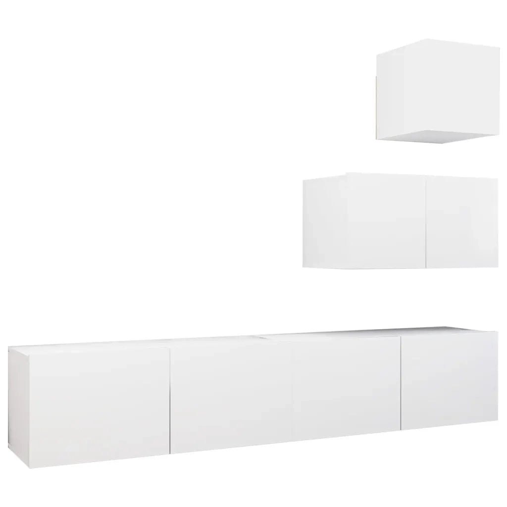 Set Mobili Porta TV 4 pz Bianco in Legno Multistrato 3078735