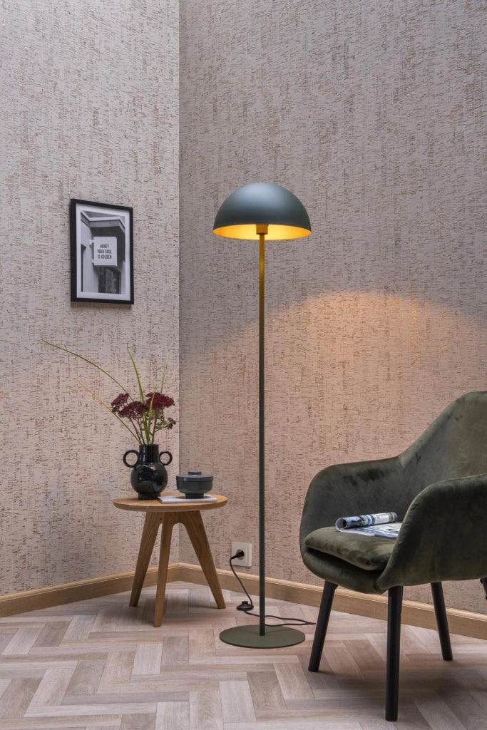Lampada da terra industriale SIEMON verde metallo E27 Lucide