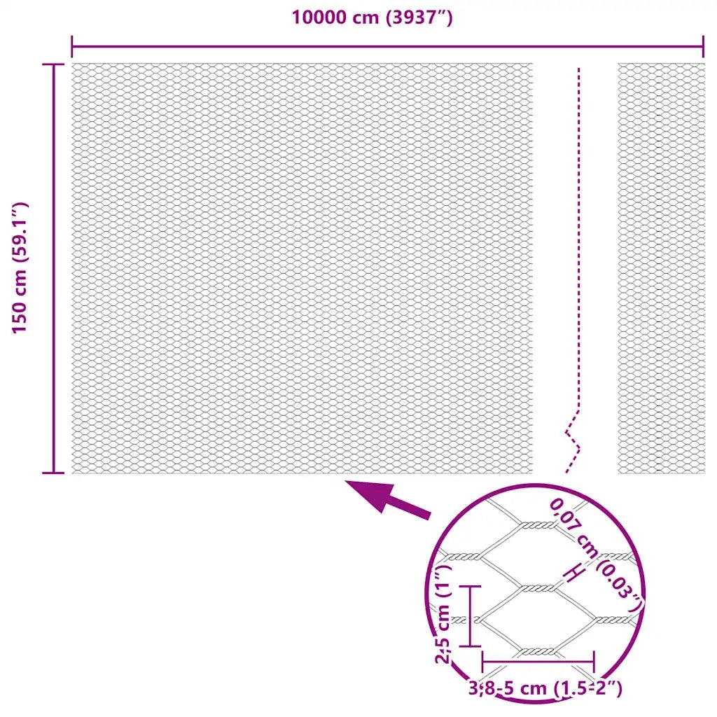 Recinzione Esagonale Grigio 1,5 x 100 m PVC 42005618