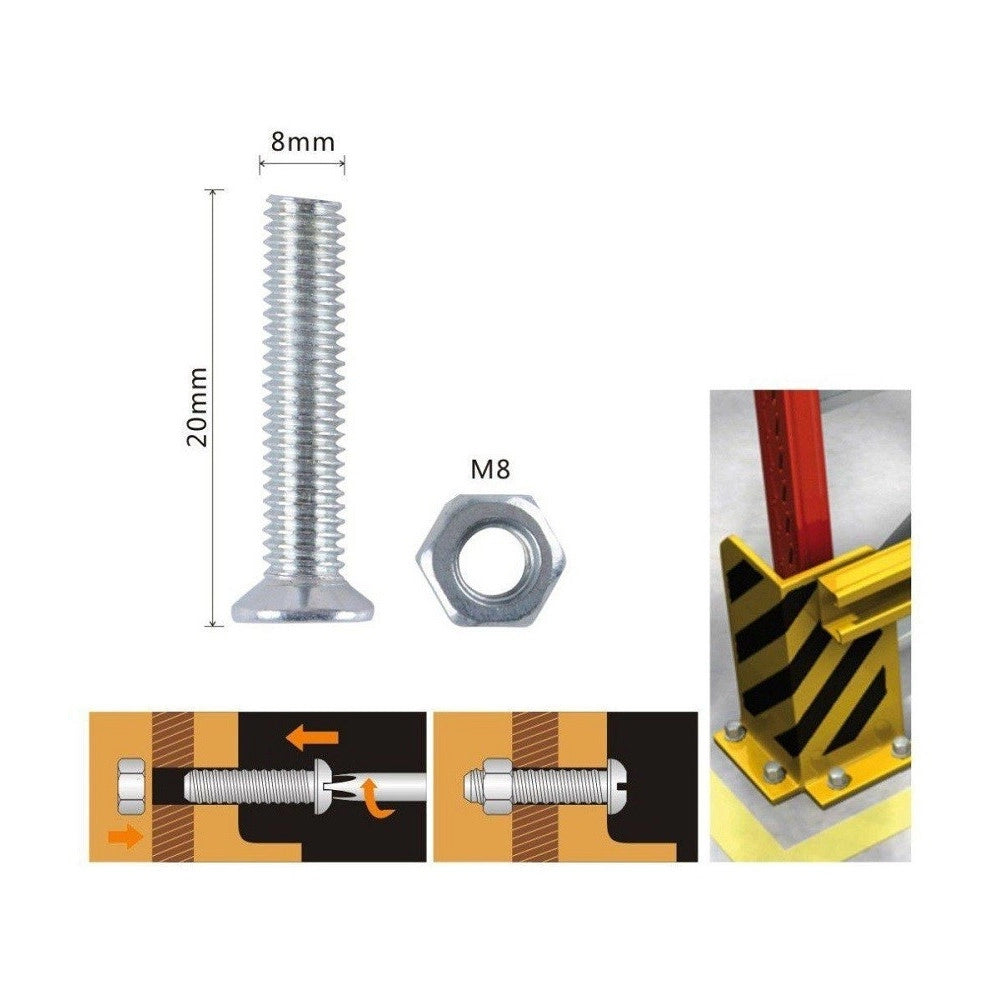 Trade Shop - Set 5 Pezzi Viti Vite A Testa A Croce Piatta 8x20 Mm Con Dado Esagonale M8 90947 -