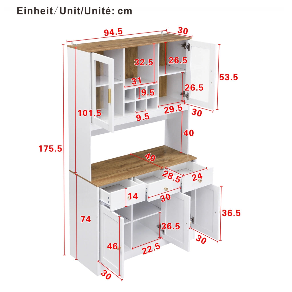 Credenza alta 94.5x30x175.5 cm con ante in acrilico e chiusura ammortizzata; MDF bianco