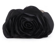 Clutch elegante con disegno di rosa per signore, realizzato in seta con disegno floreale, borsa a tracolla per la sera, borsa per matrimoni e feste in nero, unico modello