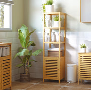 Mobile bagno in bambù naturale 36x33x140 cm con 3 ripiani