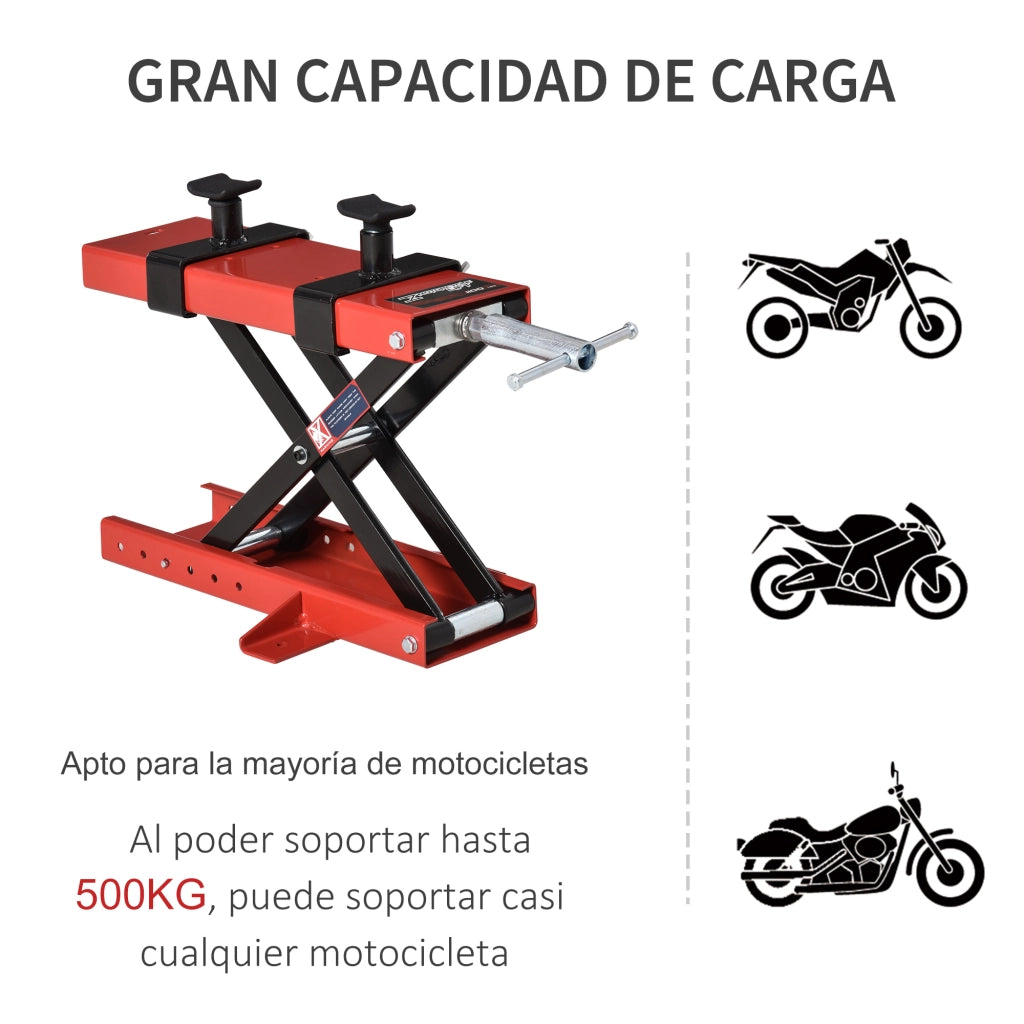 Piattaforma Elevatore per Motociclette ¨C Zephmum ¨C Carga 500 kg, Altezza 19-53 cm, Nero e Rosso