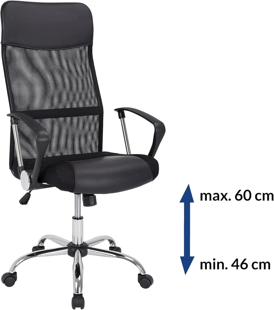 Set da 2 Sedie da Ufficio Ergonomiche in Similpelle Max. 110kg Regolabile da Scrivania Nero