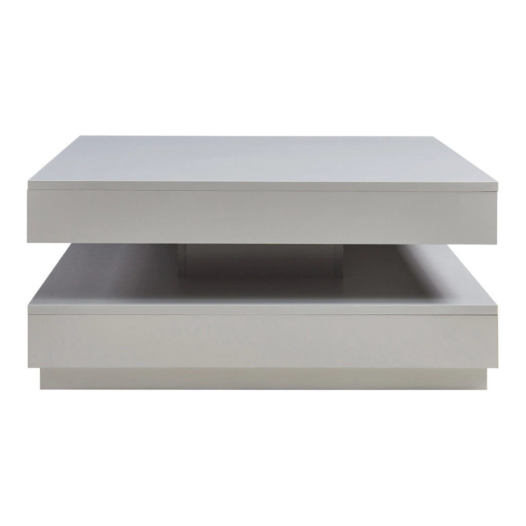 Tavolino da Caffè Florenz con Piano Girevole per Salotto Soggiorno 76 x 76 x 38 cm - Grigio Chiaro [en.casa]