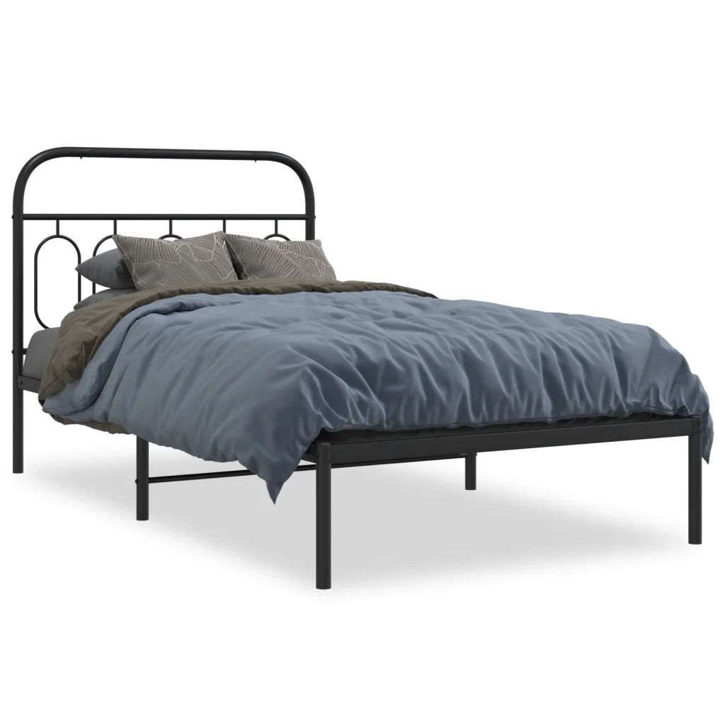 Giroletto con Testiera in Metallo Nero 100x190 cm 377111