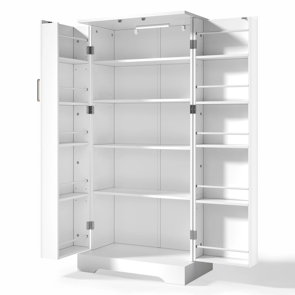 Mobile da Cucina 60x35x128 cm con LED Sensore; 5 Ripiani; 2 Ante e Vani Portaoggetti