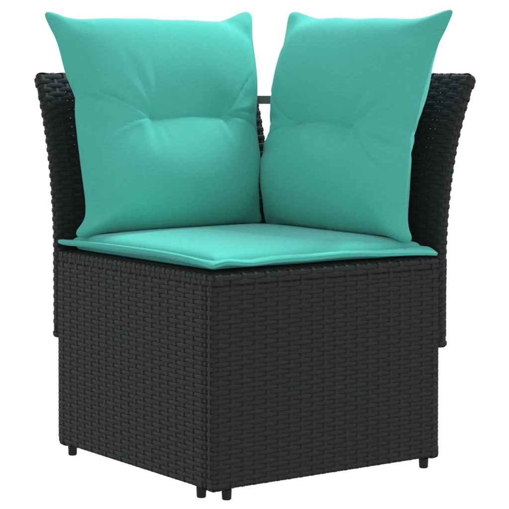 Set di Mobili con cuscino 7 pcs Nero e Turchese Rattan in PE 3422215