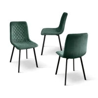 PAZZO DESIGN Sedia Arianna set da 4 sedie verde in velluto e gambe in metallo