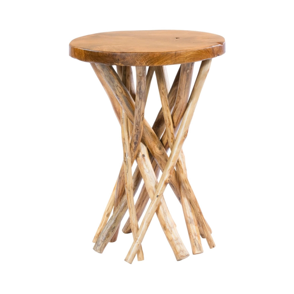 Tavolino Radix in Legno di Teak con Gambe Intrecciate