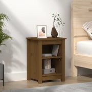 Comodino-Tavolino da notte Marrone Ambrato 40x35x55 cm in Legno Massello di Pino