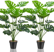 Set di 2 piante artificiali Grandi piante artificiali Nep, piante artificiali come vere, alta pianta in plastica per ufficio, casa, decorazione interna ed esterna (Monstera piccola)