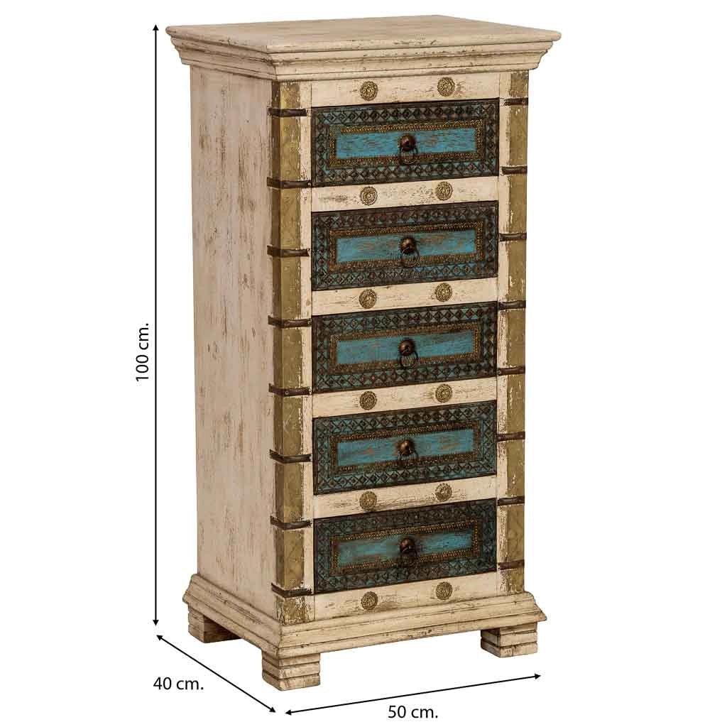 Settimanale in legno artigianale, 50x40x100h cm, bianco