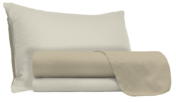 Set Lenzuola Sopra Sotto e Federe Doubleface Tortora/Panna Matrimoniale