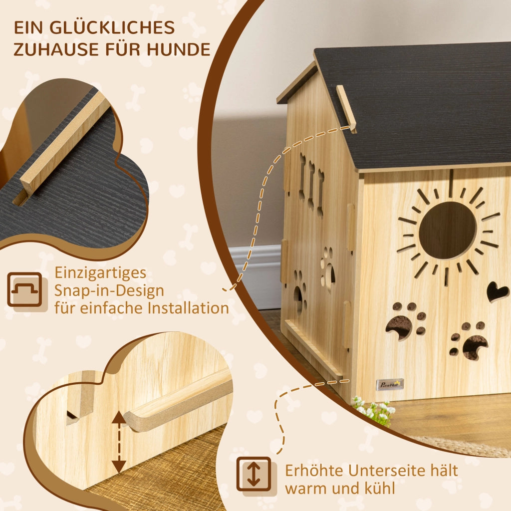Casetta da giardino in MDF con aperture di ventilazione e ingresso ampio per cani fino a 10 kg colore rovere