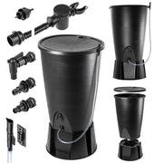Serbatoio per acqua piovana KADAX 260L, kit di collegamento per barile d'acqua, base per rubinetto