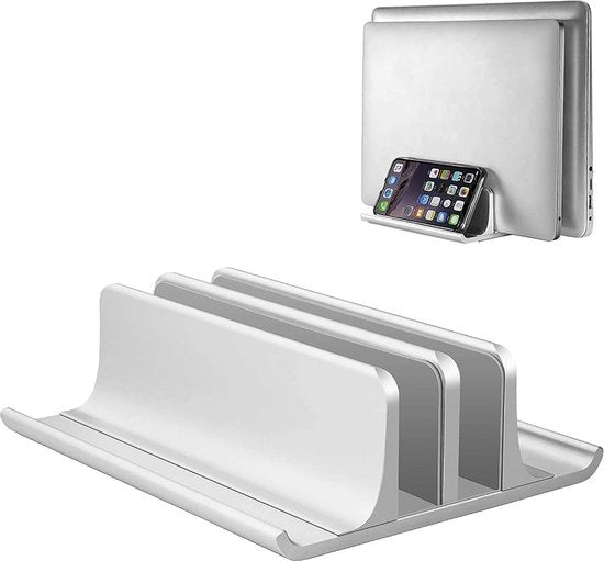 Supporto verticale regolabile per laptop - alluminio - spazievitore - notebook fino a 17,3 pollici - argento