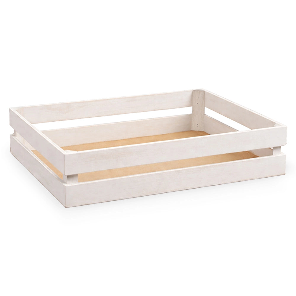 Cassette contenitori in Legno naturali Bianche da 3 Pezzi 37 X 28 X h 8 cm