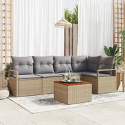 Set Divano da Giardino con cuscino 6 pcs Beige polyrattan