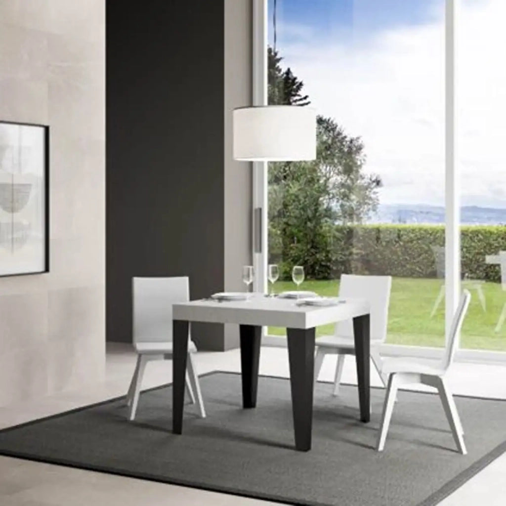 Tavolo allungabile 160/244x80 cm Flame colore bianco frassino gambe antracite