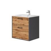 Vicco Set di mobili da bagno Antracite/quercia dorata 61 x 61.5 cm con lavabo