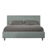Letto imbottito Matrimoniale 160x200 cm tessuto Aragona Adele - Con rete,Azzurro