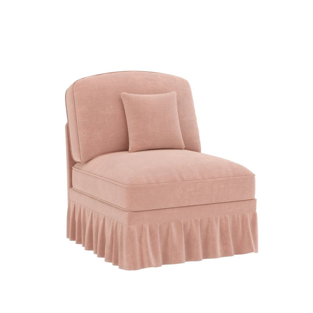 Poltrona senza braccioli in ciniglia rosa 83，5x78x93 cm con 1 cuscino