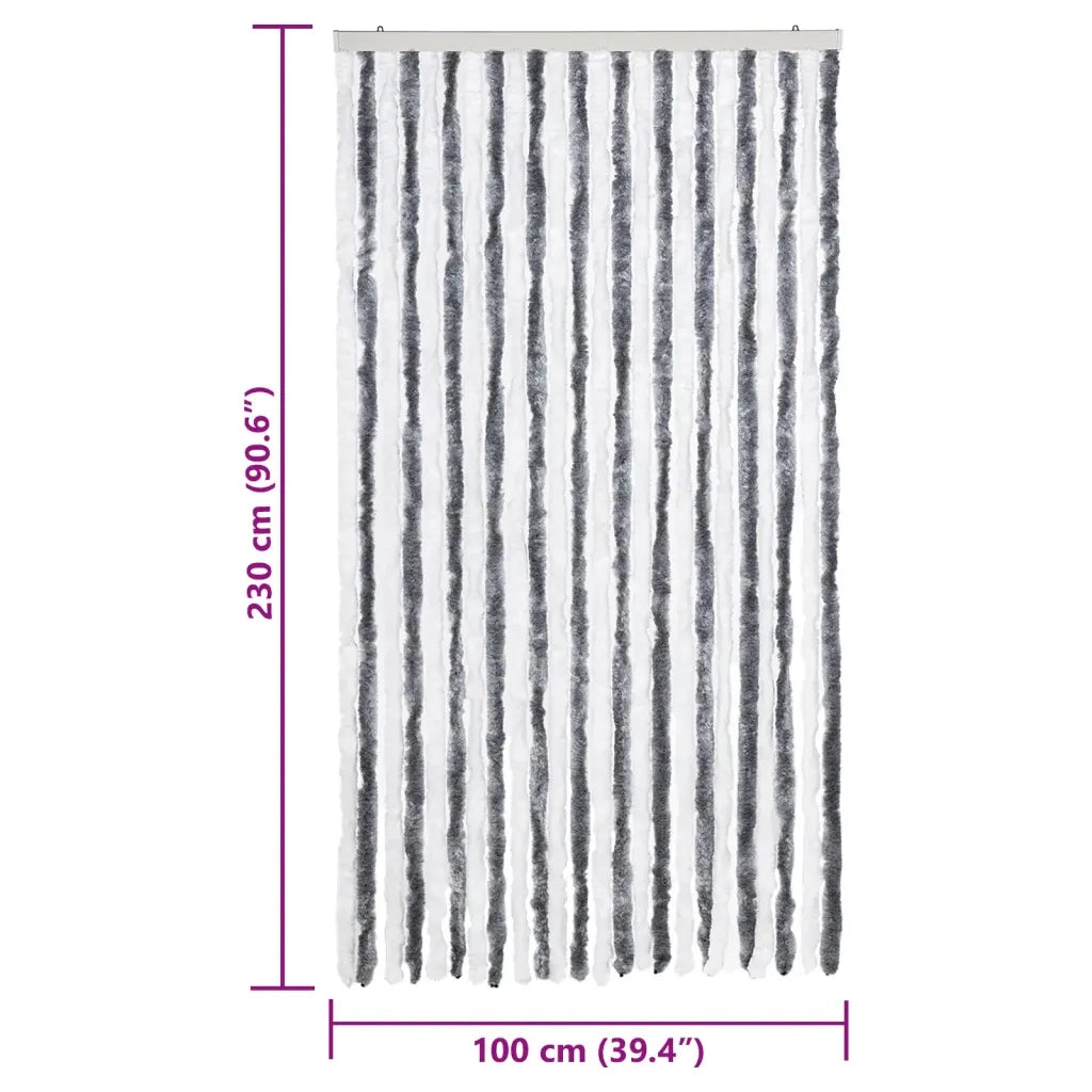 Tenda Antimosche Grigia e Bianca 100x230 cm in Ciniglia CFW6314883
