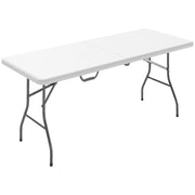 Tavolo da Giardino Pieghevole 180x74x74 cm con Maniglia in Acciaio e Plastica Bianco