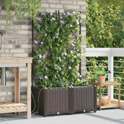Vaso da giardino 2 pcs Marrone Plastica 42002828