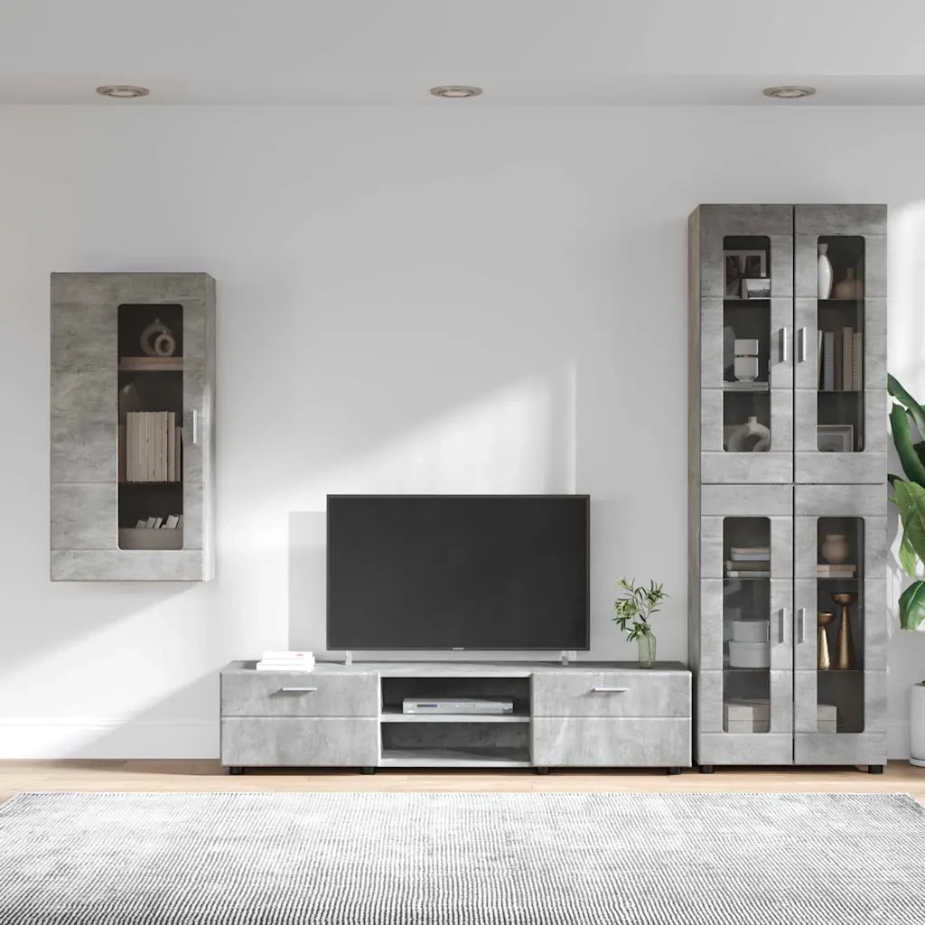 Set mobile TV FLORIN 3 pcs Grigio cemento Legno multistrato 3397947