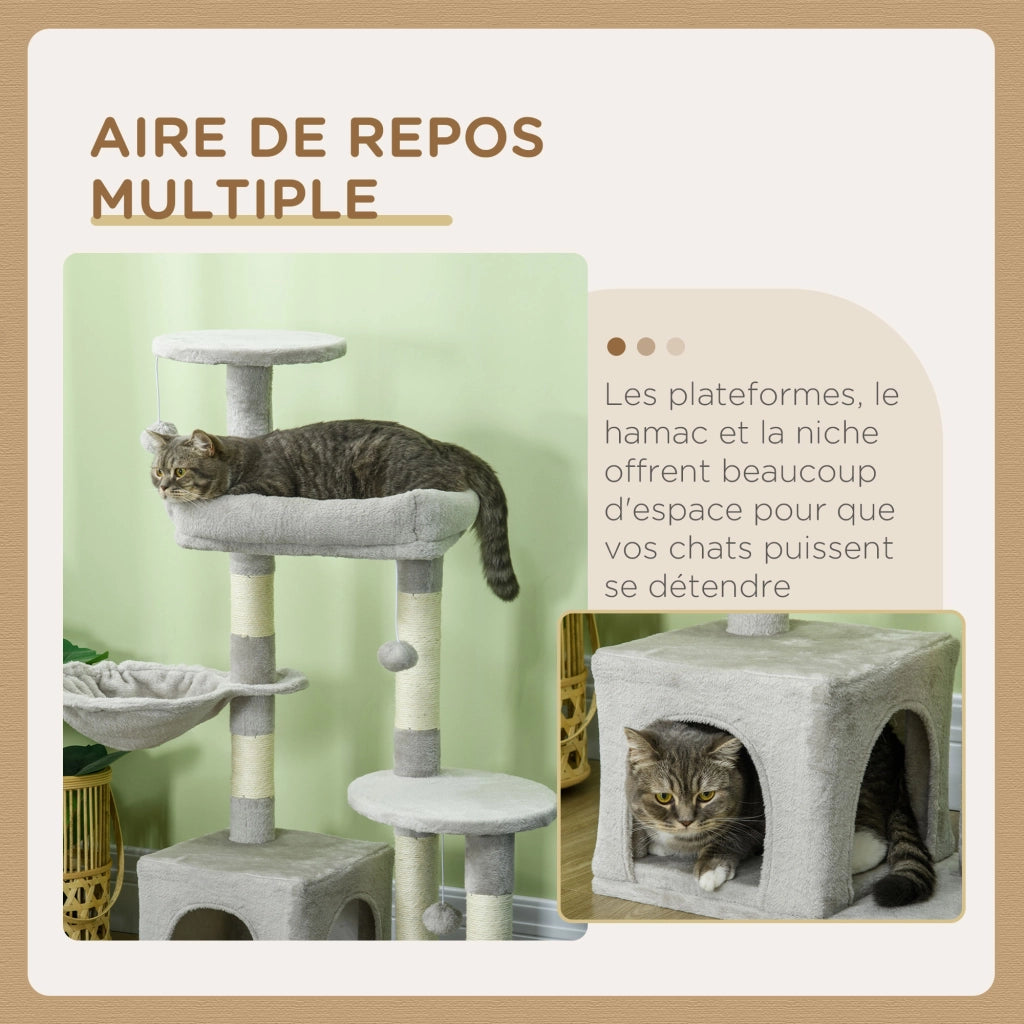 Arbre a gatto con centro attivita ¨C zephmum ¨C grigio chiaro 104 cm