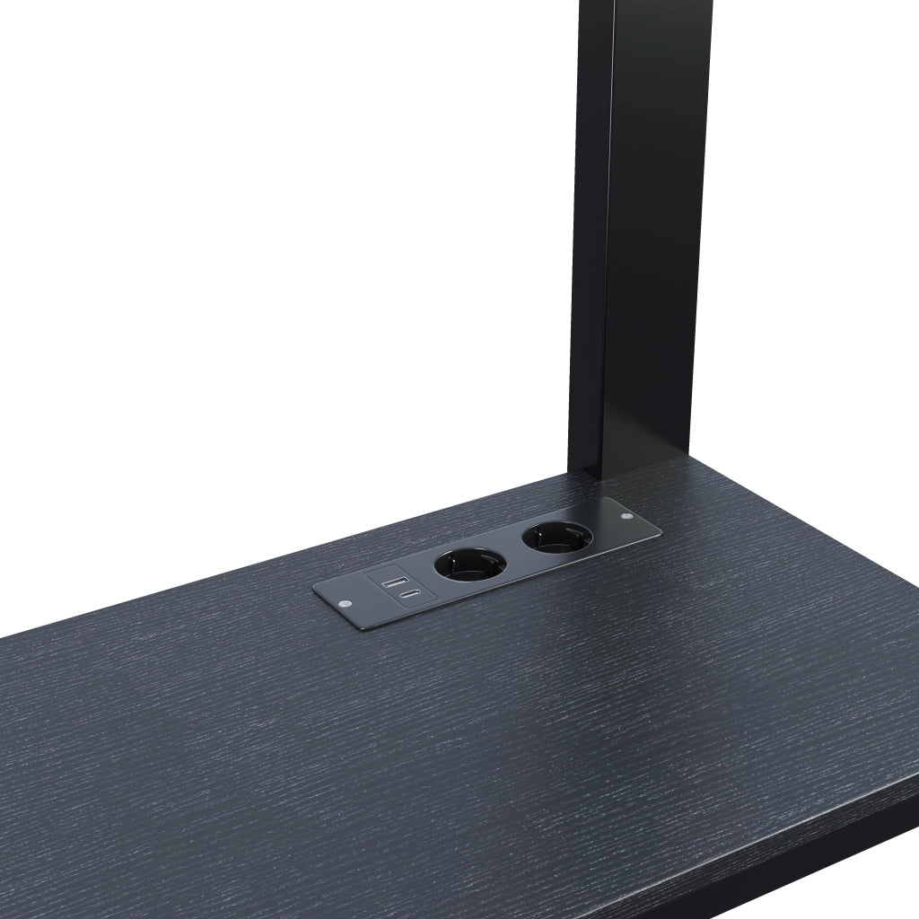Letto a soppalco 90x200 cm con scrivania e armadio aperto in metallo e MDF nero